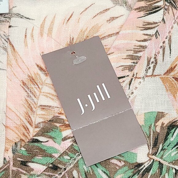 NWT J Jill Love Linen Women V-Neck Flounced Long Sleeve Tunic Size XL Palm Print - Picture 9 of 11